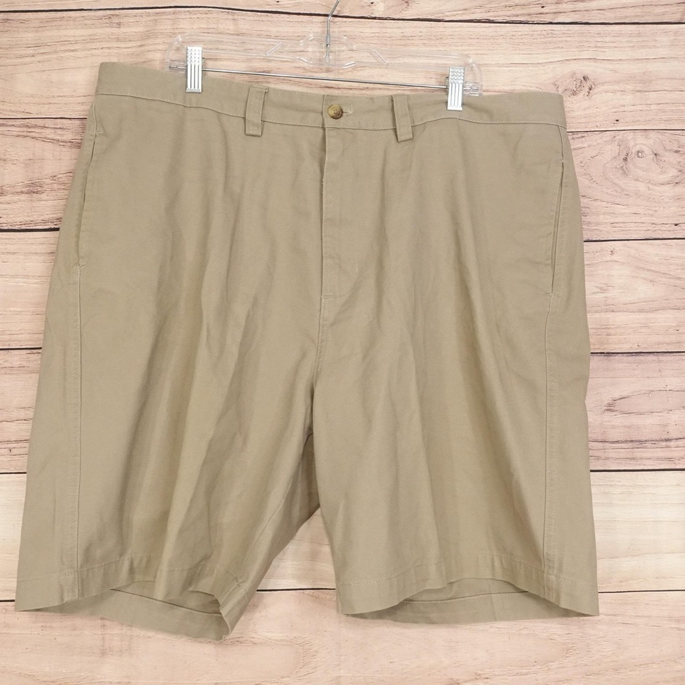Chaps Shorts Mens 42 Beige Chino Cotton Flat Front 8.5 Inseam Casual Summer